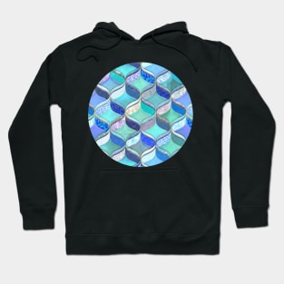 Patchwork Ribbon Ogee Pattern in Blues & Greens Hoodie